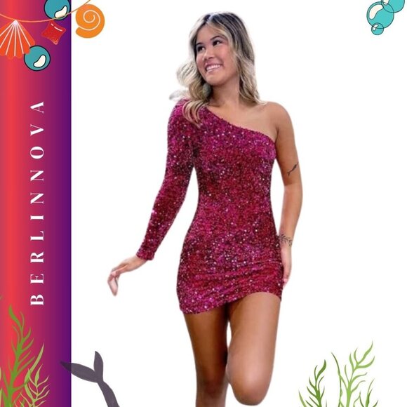 BERLINNOVA ONE-SHOULDER SPARKLE MINI- XS - Picture 1 of 17